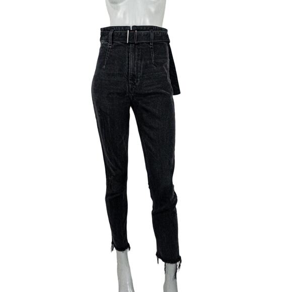 Reformation Women's Kayo High & Skinny Belted Jeans in Erie Black Size 27 - Picture 3 of 10
